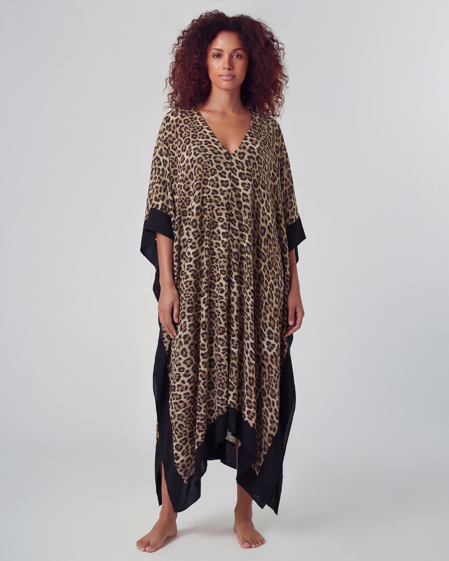 KIERA LEOPARD BROWN WOMENS KAFTAN