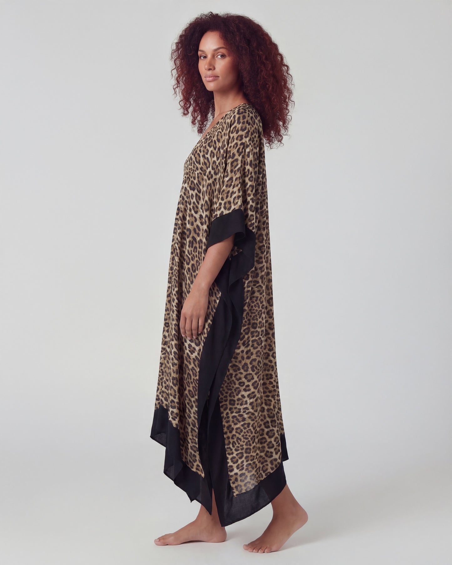 KIERA LEOPARD BROWN WOMENS KAFTAN