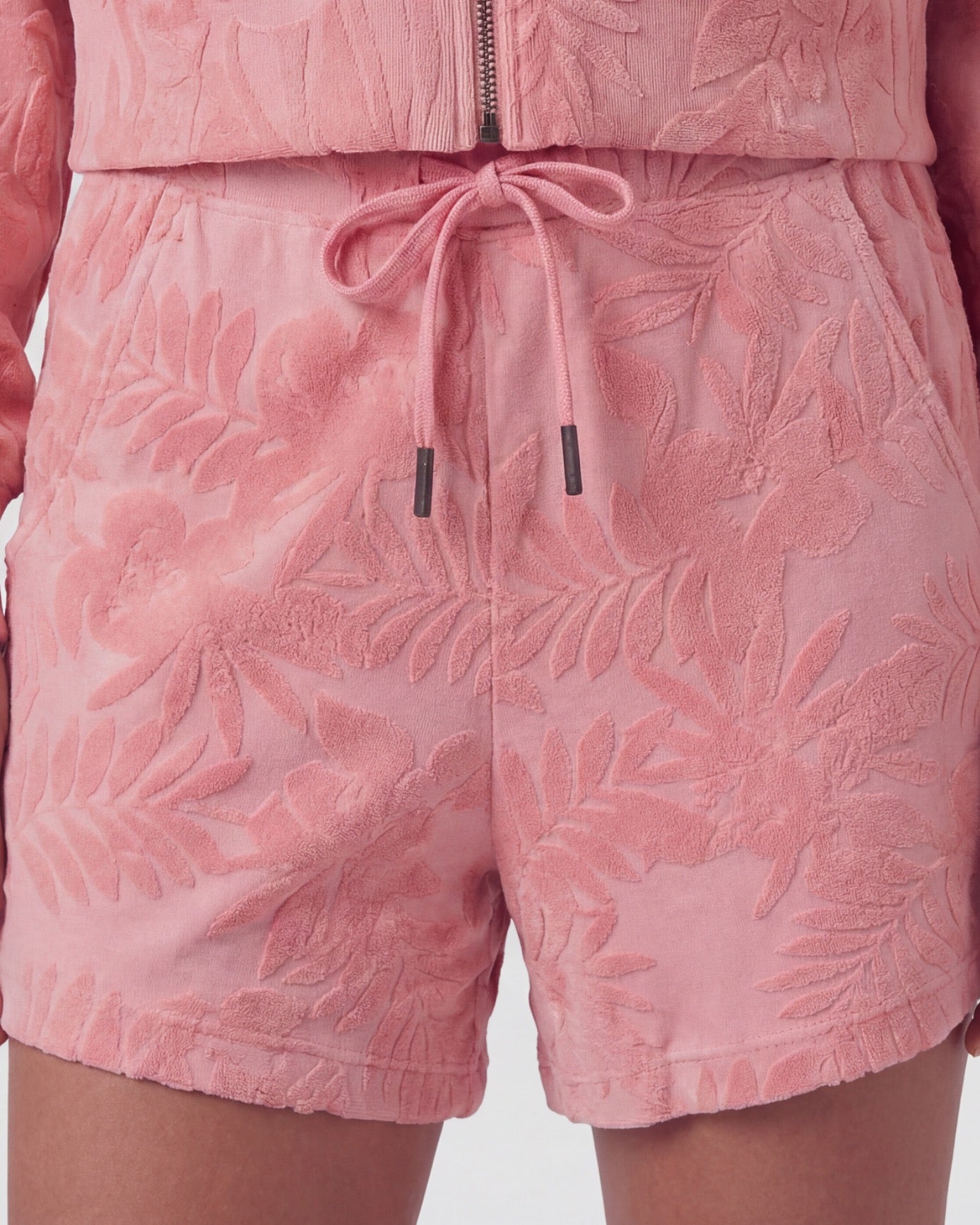 TESS CORAL WOMENS DRAWSTRING TERRY TOWELING SHORT