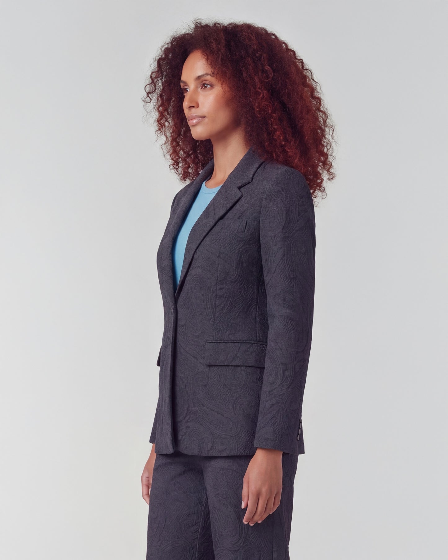 JULIA CROCHET PAISLEY CAVIAR WOMENS TAILORED BLAZER