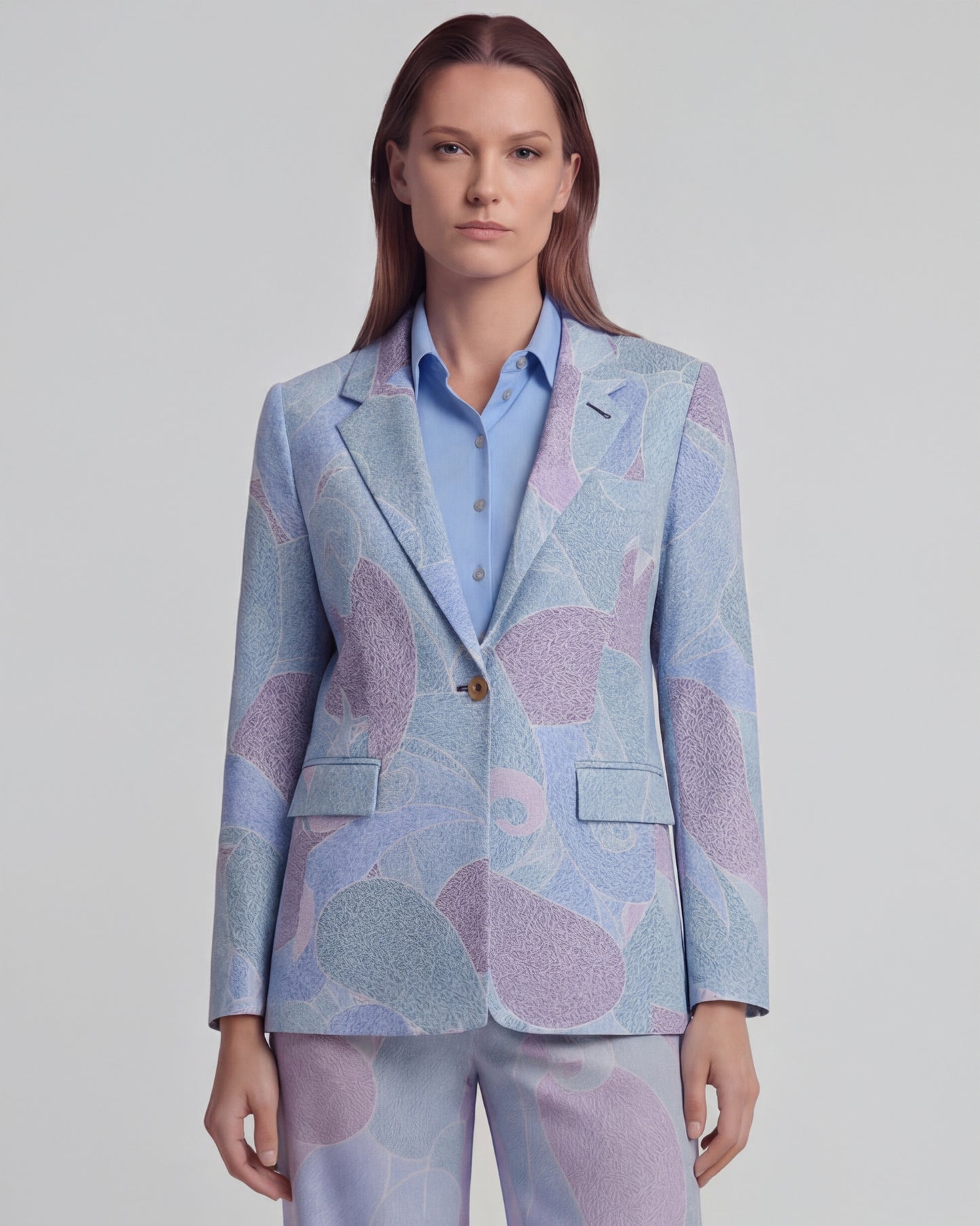JULIA GRAIN PAISLEY TEAL WOMENS TAILORED BLAZER