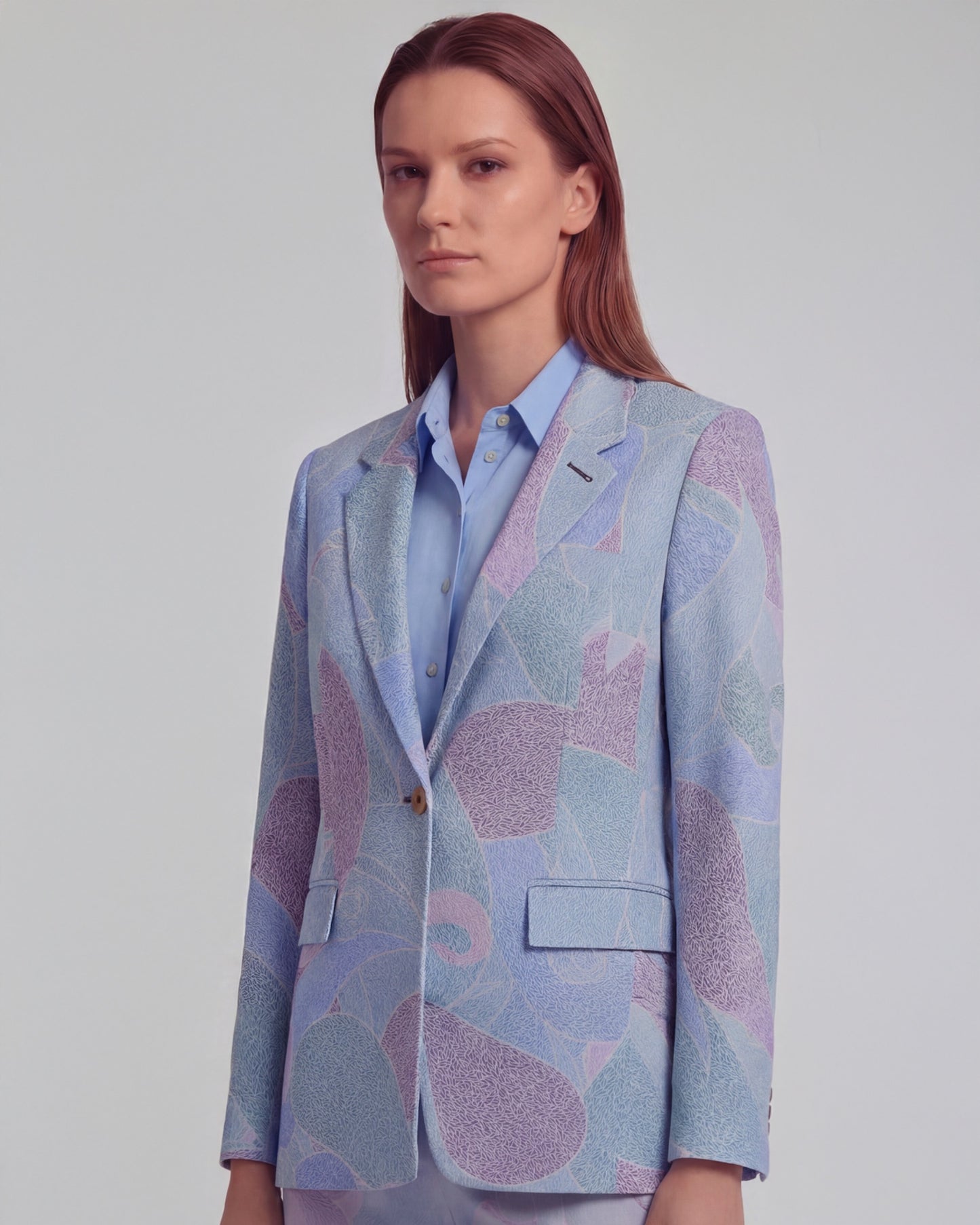 JULIA GRAIN PAISLEY TEAL WOMENS TAILORED BLAZER