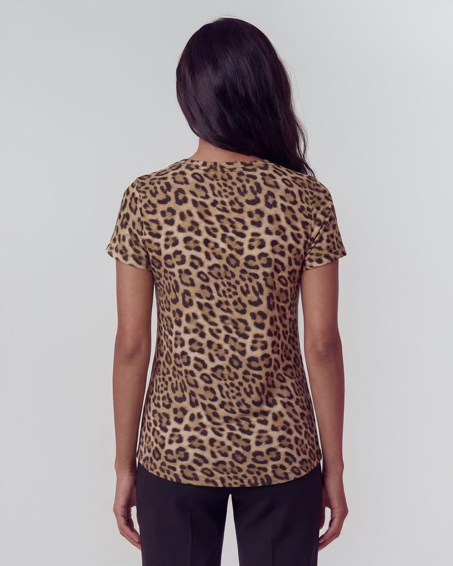 KATHERINE LEOPARD BROWN WOMENS CAP SLEEVE TOP