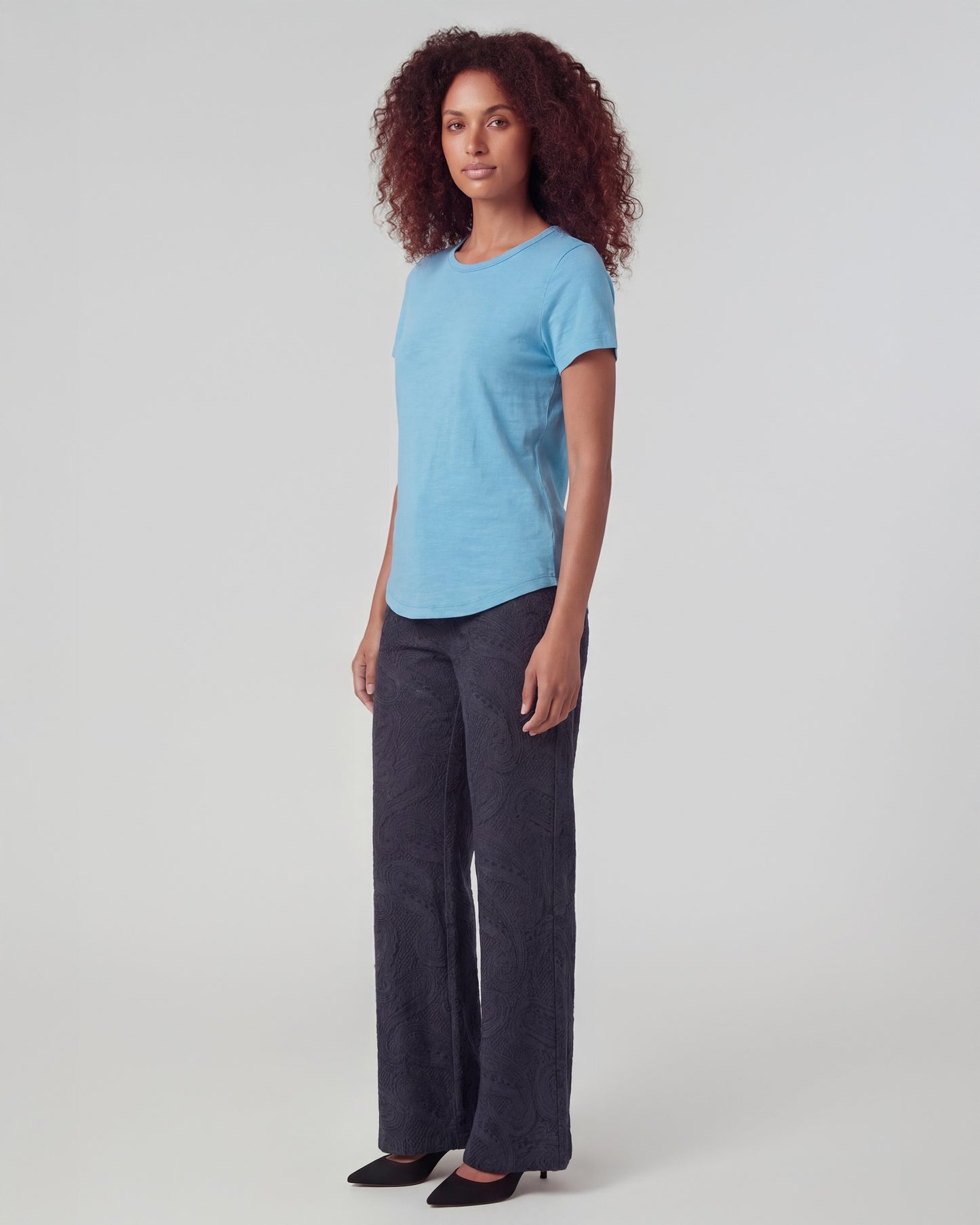 PHEOBE CROCHET PAISLEY CAVIAR WOMENS WOOL WIDE-LEG PANT