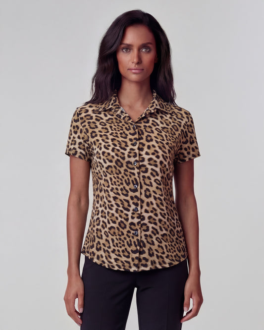 SADE LEOPARD BROWN WOMENS PRINTED SHIRT