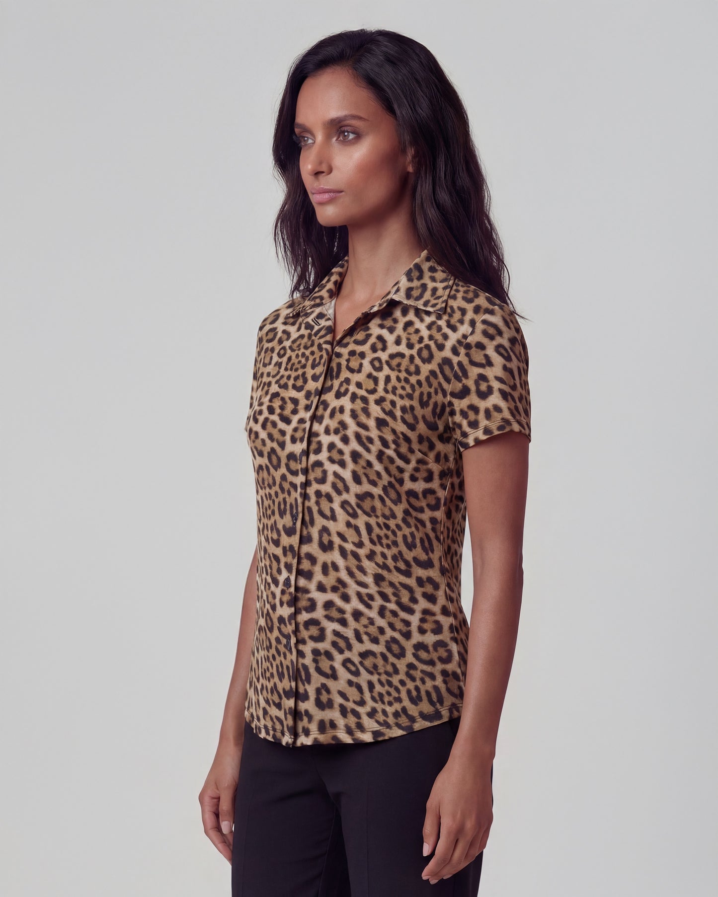 SADE LEOPARD BROWN WOMENS PRINTED SHIRT