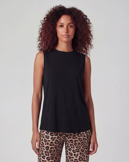 TARA BLACK WOMENS MUSCLE TANK
