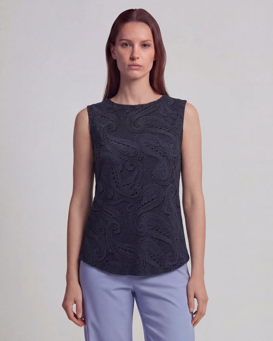 TARA CROCHET CAVIAR WOMENS MUSCLE TANK