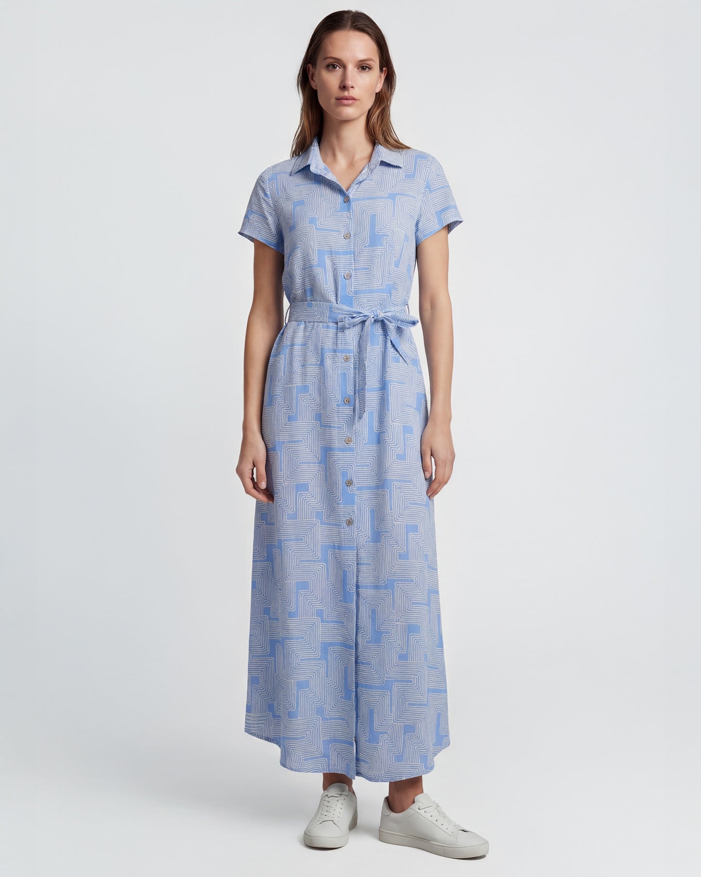 DORINDA INTER TWINE BLUE WOMENS SHIRT DRESS