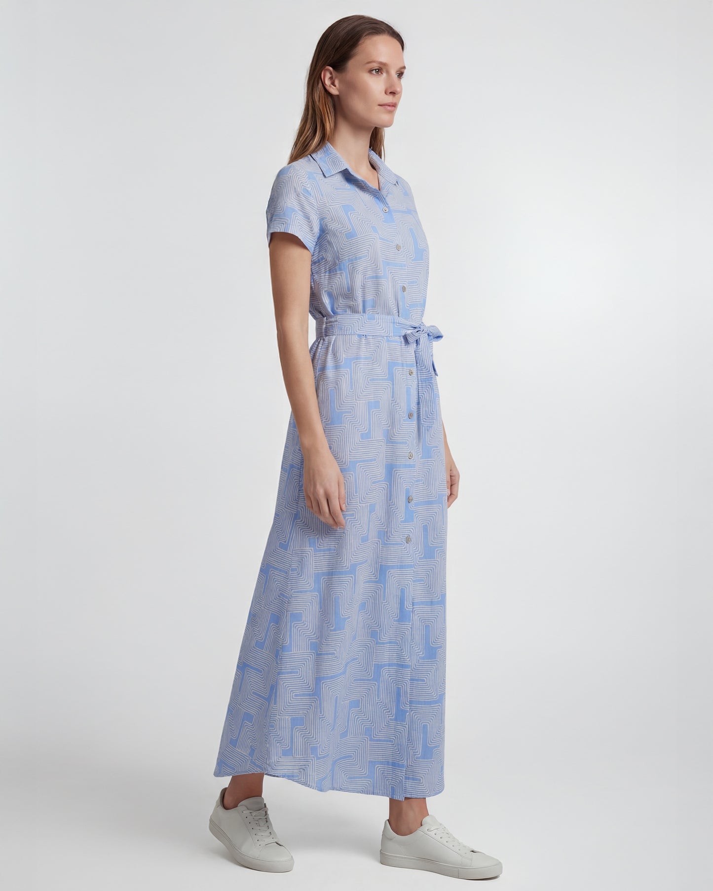 DORINDA INTER TWINE BLUE WOMENS SHIRT DRESS