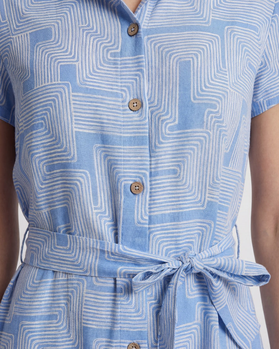 DORINDA INTER TWINE BLUE WOMENS SHIRT DRESS