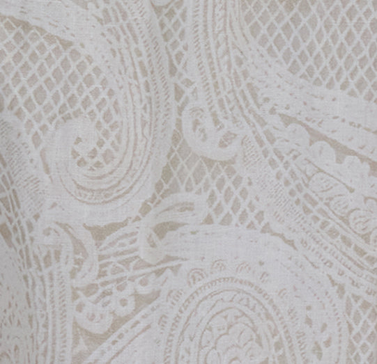 LYDIA CROCHET CROCHET PAISLEY IVORY WOMENS RELAXED LINEN SHIRT