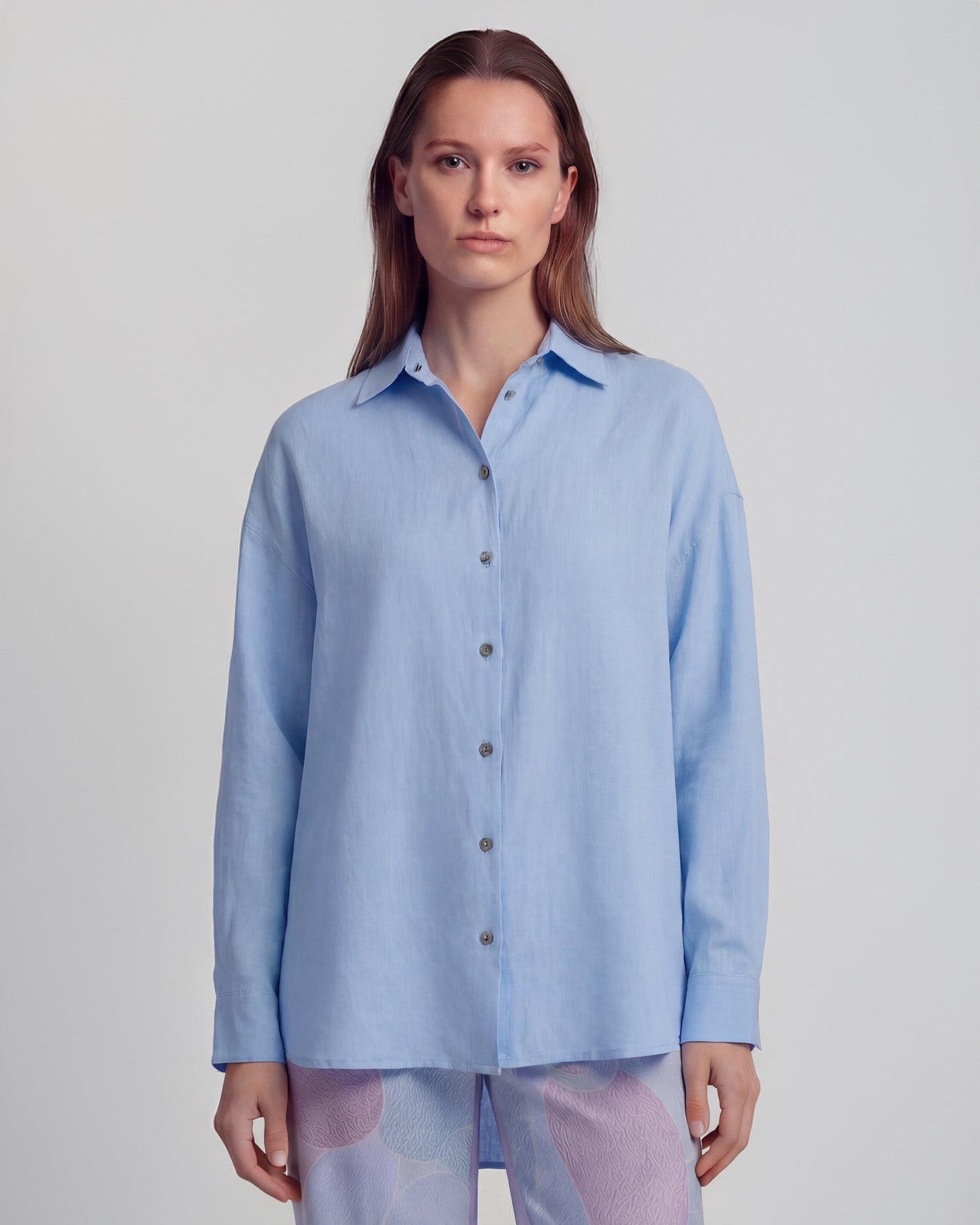 LYDIA BLUE WOMENS LINEN SHIRT