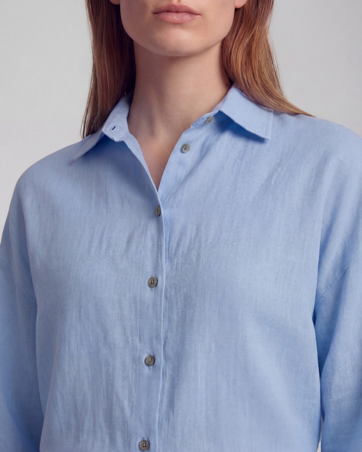 LYDIA BLUE WOMENS LINEN SHIRT