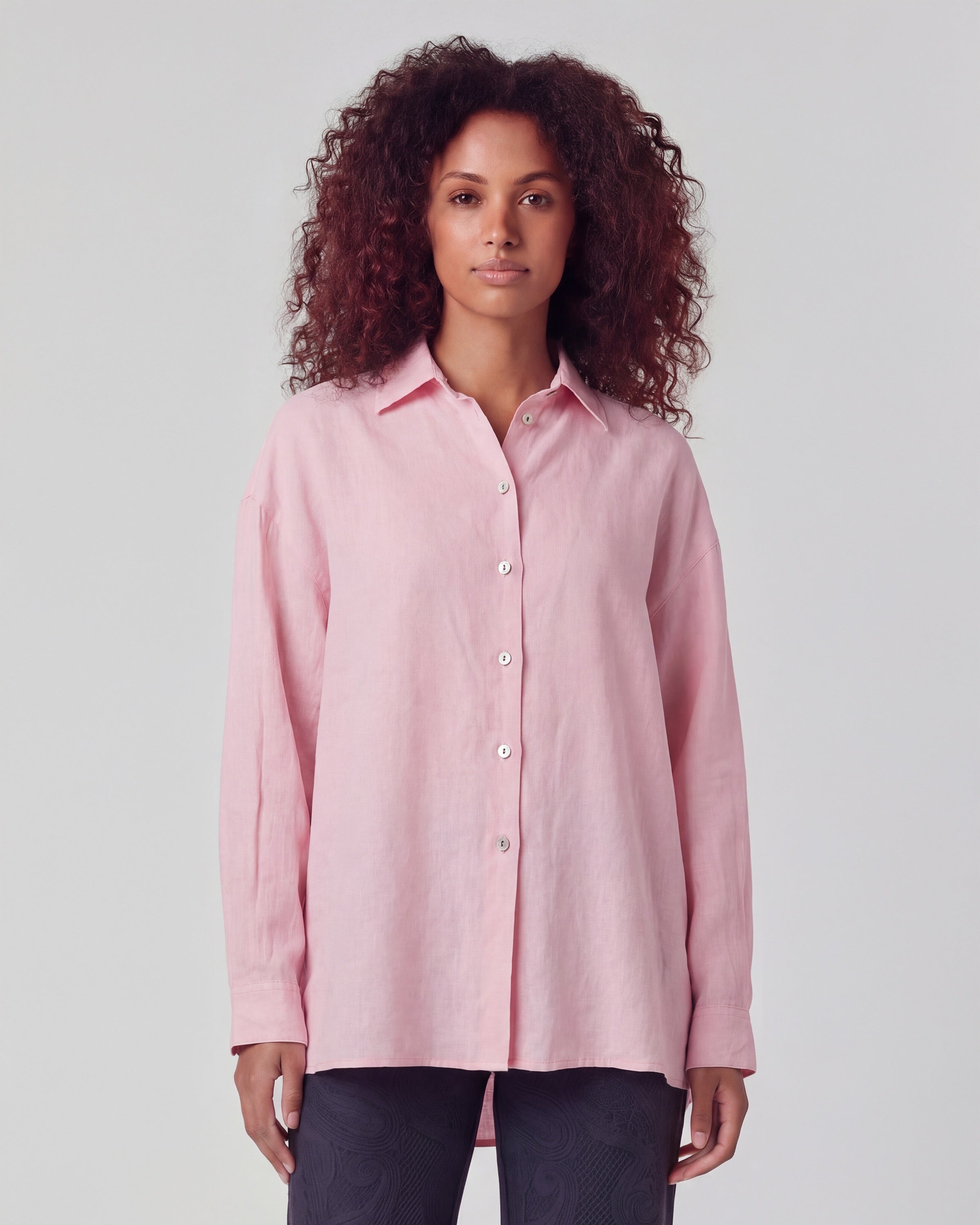 salsation★ Long shirt★ピンク★サイズL LYDIA CROCHET FRESH PINK WOMENS RELAXED LINEN SHIRT – Lords Of Harlech