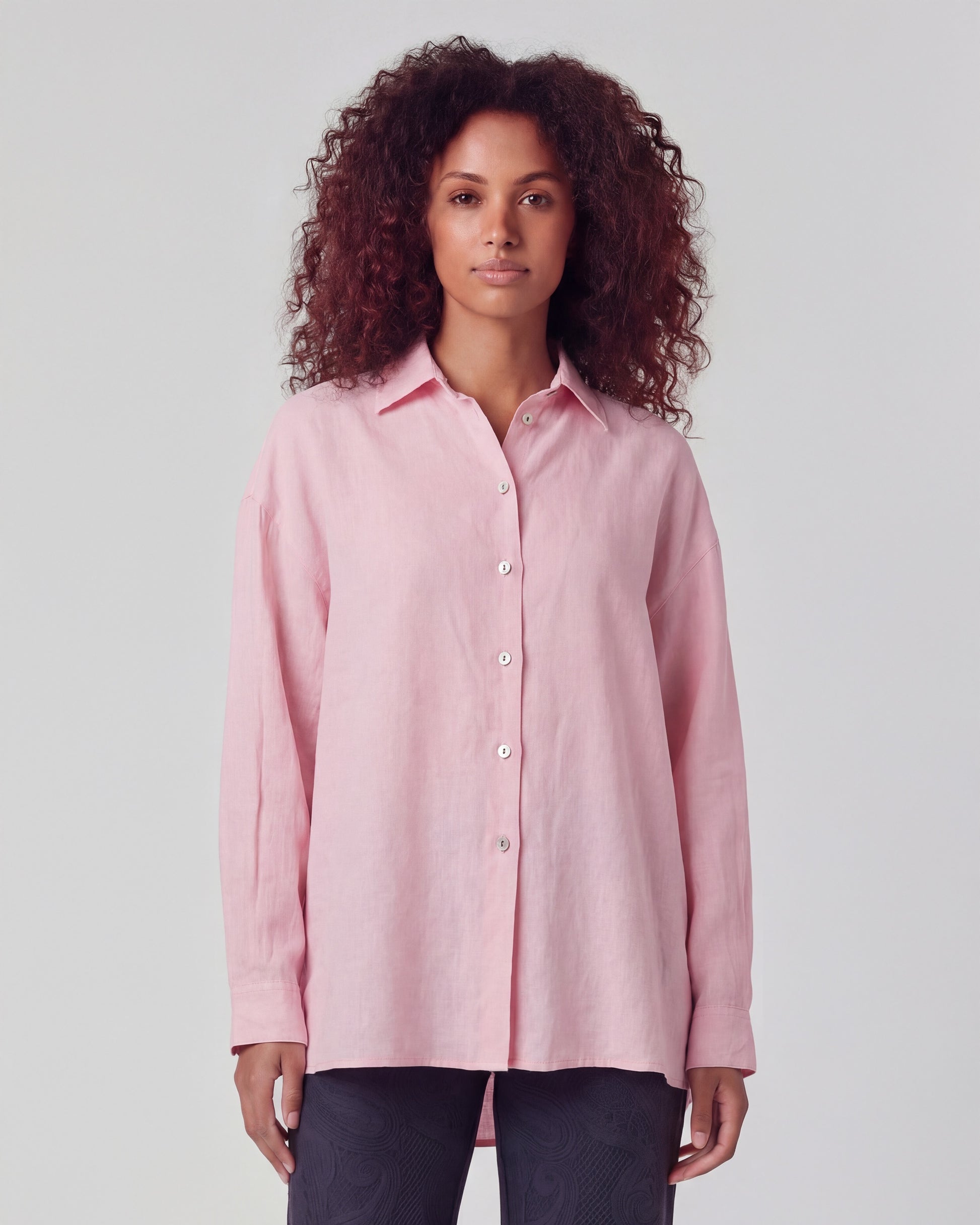 LYDIA FRESH PINK WOMENS LINEN SHIRT – Lords Of Harlech