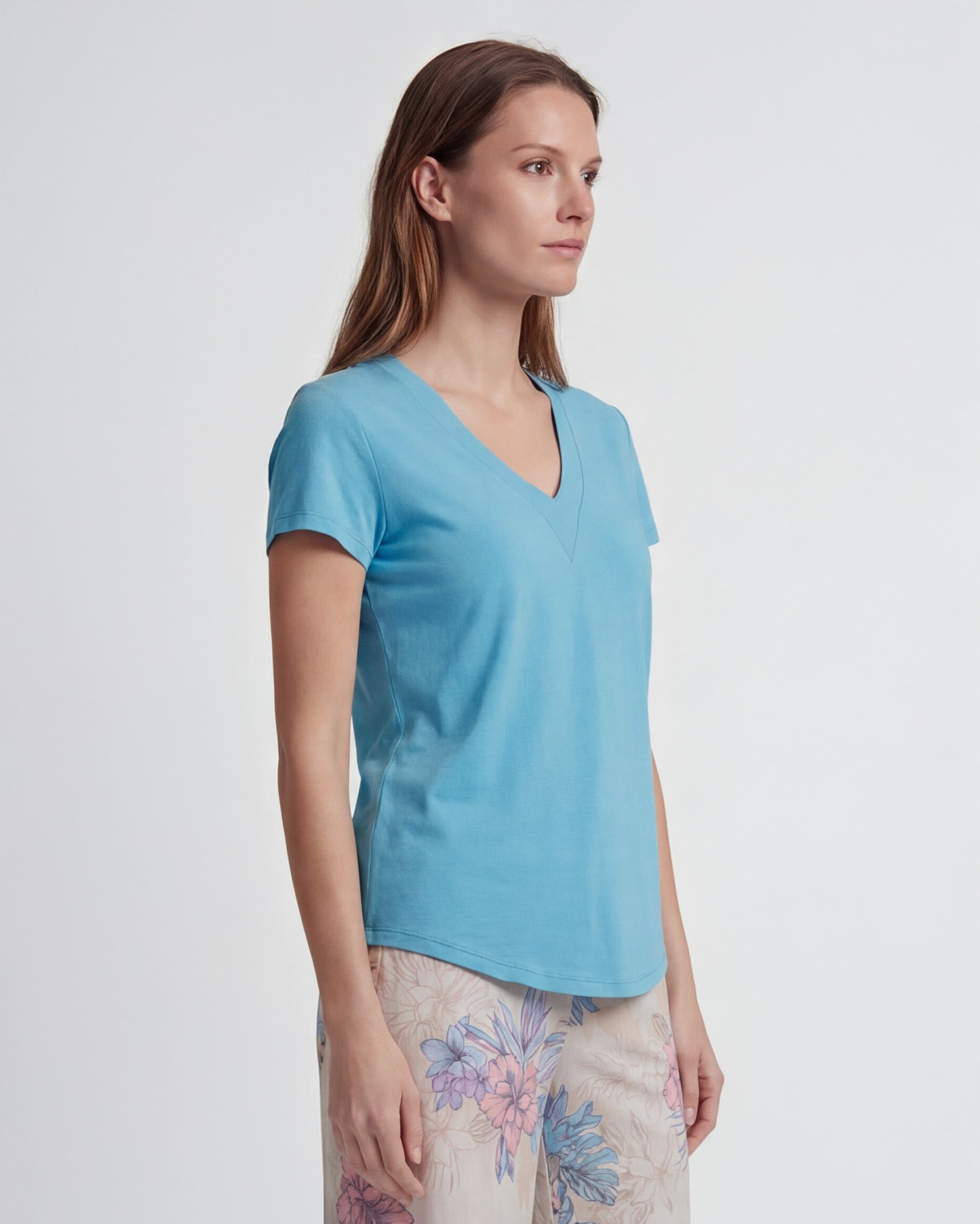 VICTORIA TEAL WOMENS V-NECK TOP