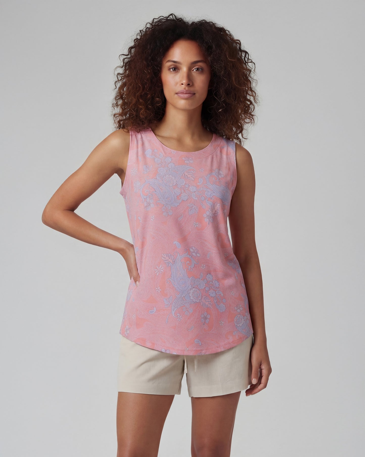 TINA PAISLEY EXPLOSION CORAL WOMENS MUSCLE TANK