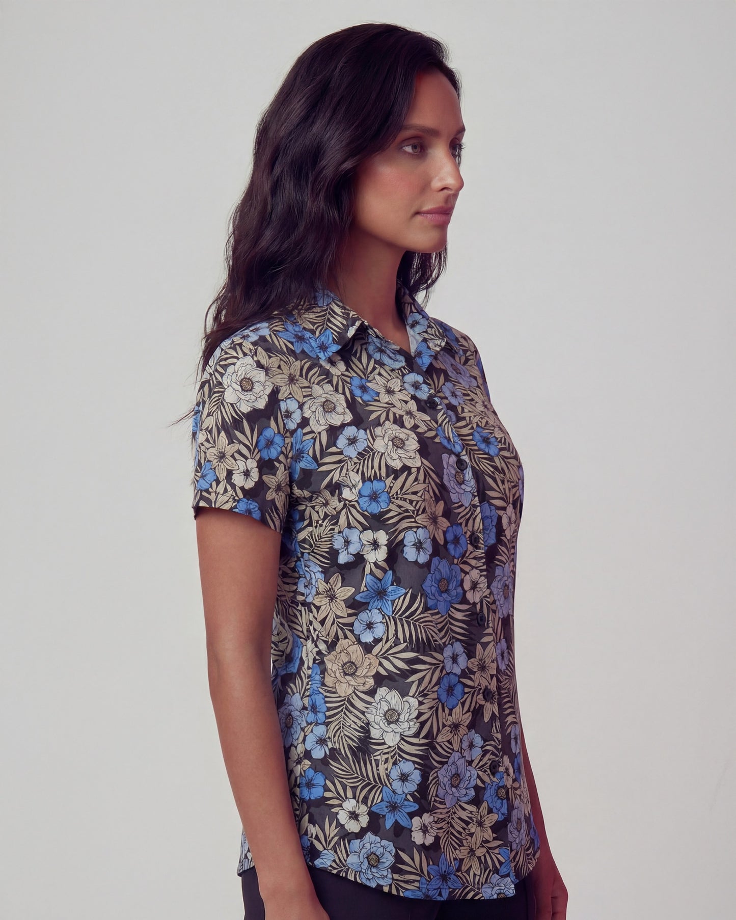 SHELLEY TROPICAL MIX BLACK WOMENS PRINTED SHIRT