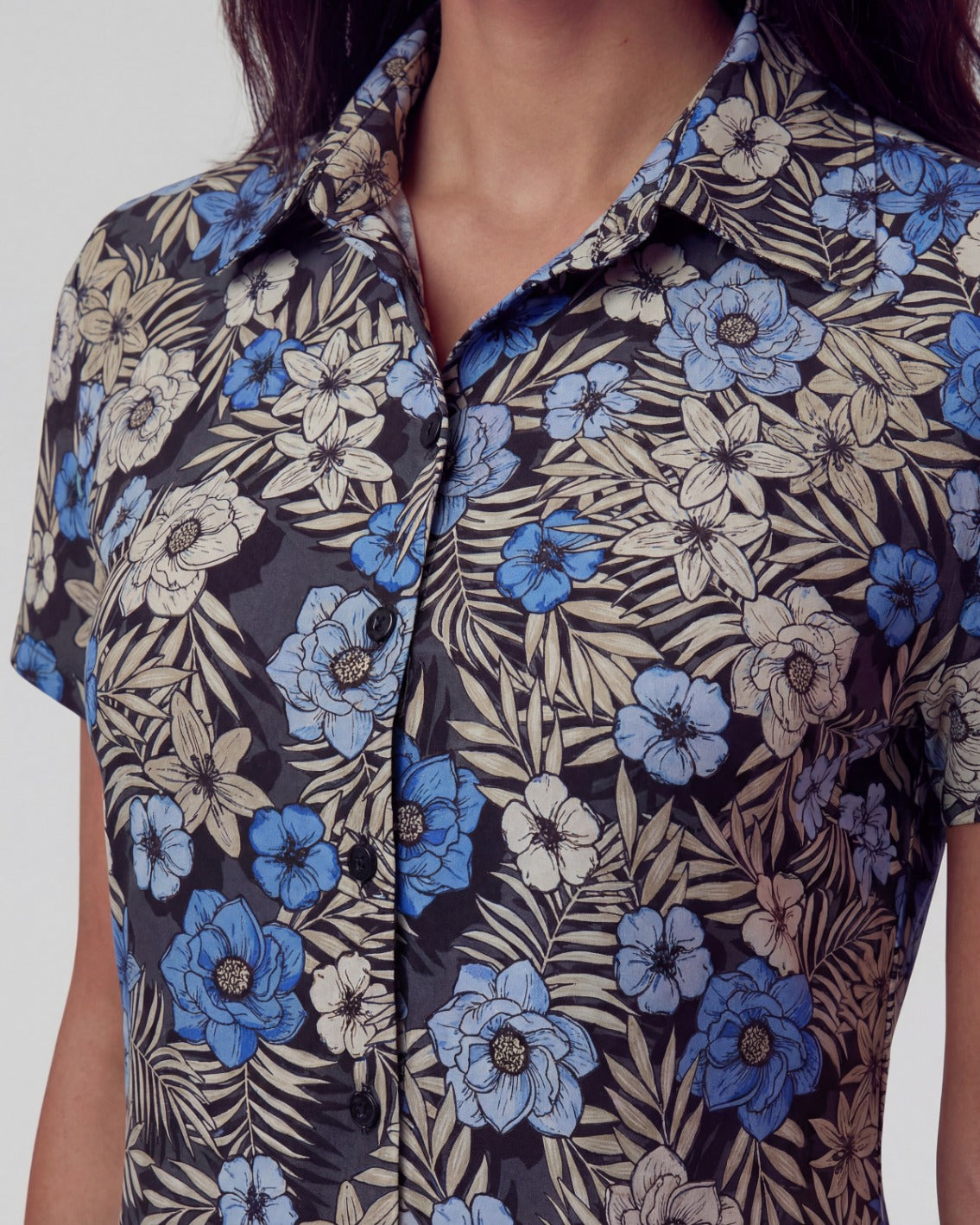 SHELLEY TROPICAL MIX BLACK WOMENS PRINTED SHIRT