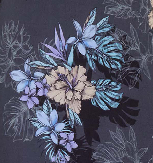 CRYSTAL EXOTIC FLORAL BLACK WOMENS SHIRT DRESS