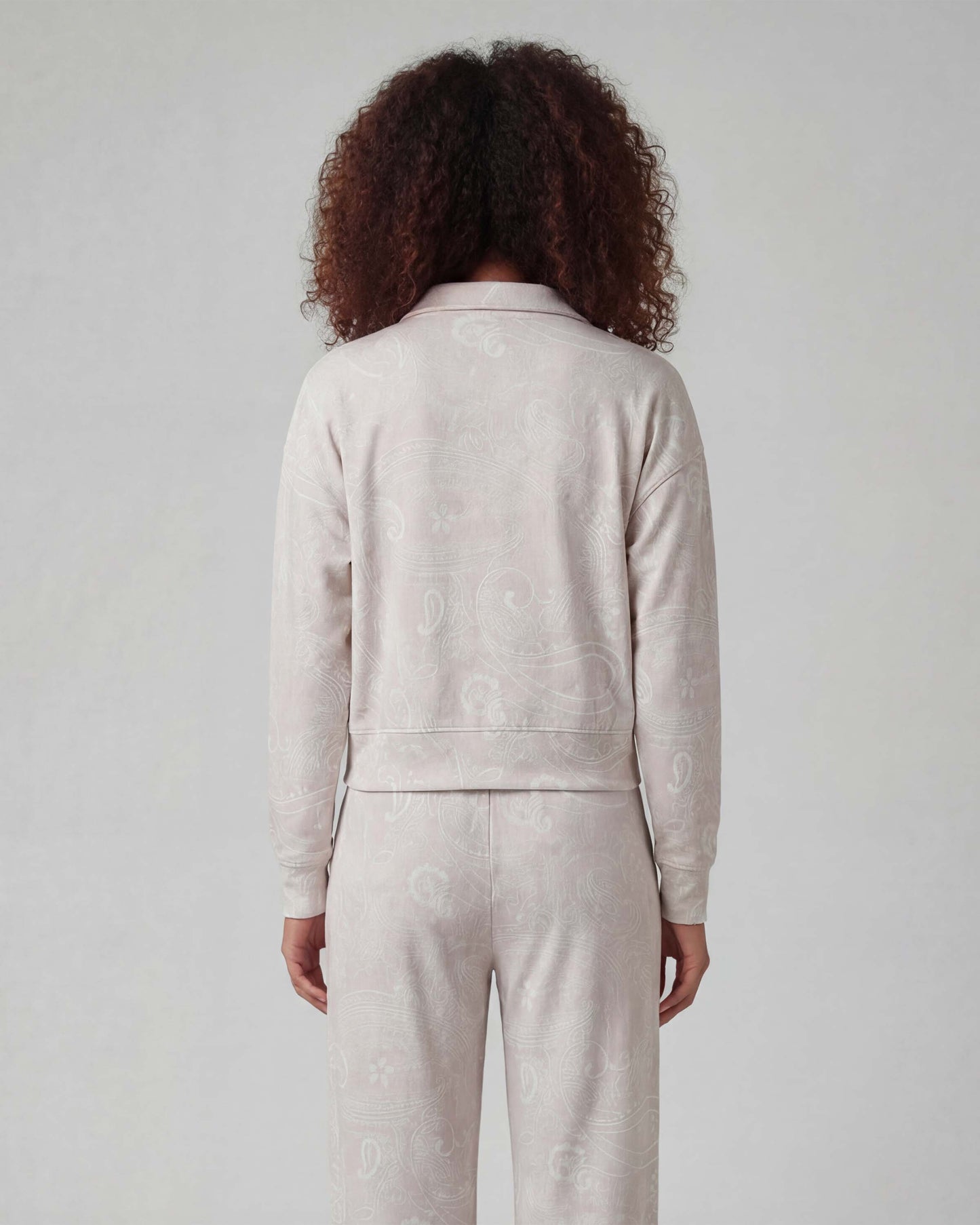 JUDY PAISLEY EXPLOSION IVORY WOMENS CROPPED ZIP JACKET