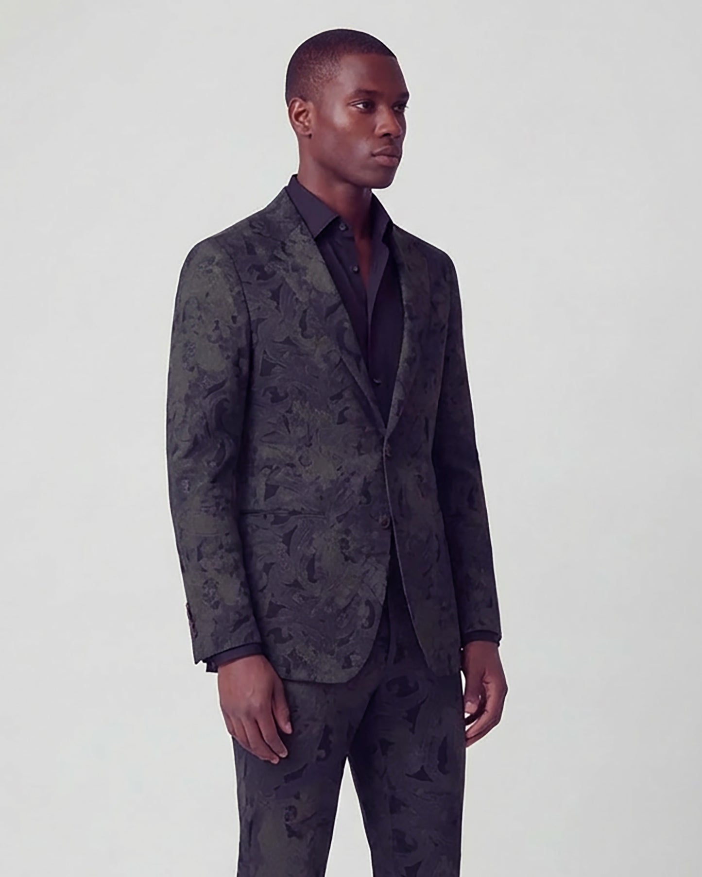 HADRIAN PAISLEY EXPLOSION BLACK MENS TAILORED BLAZER