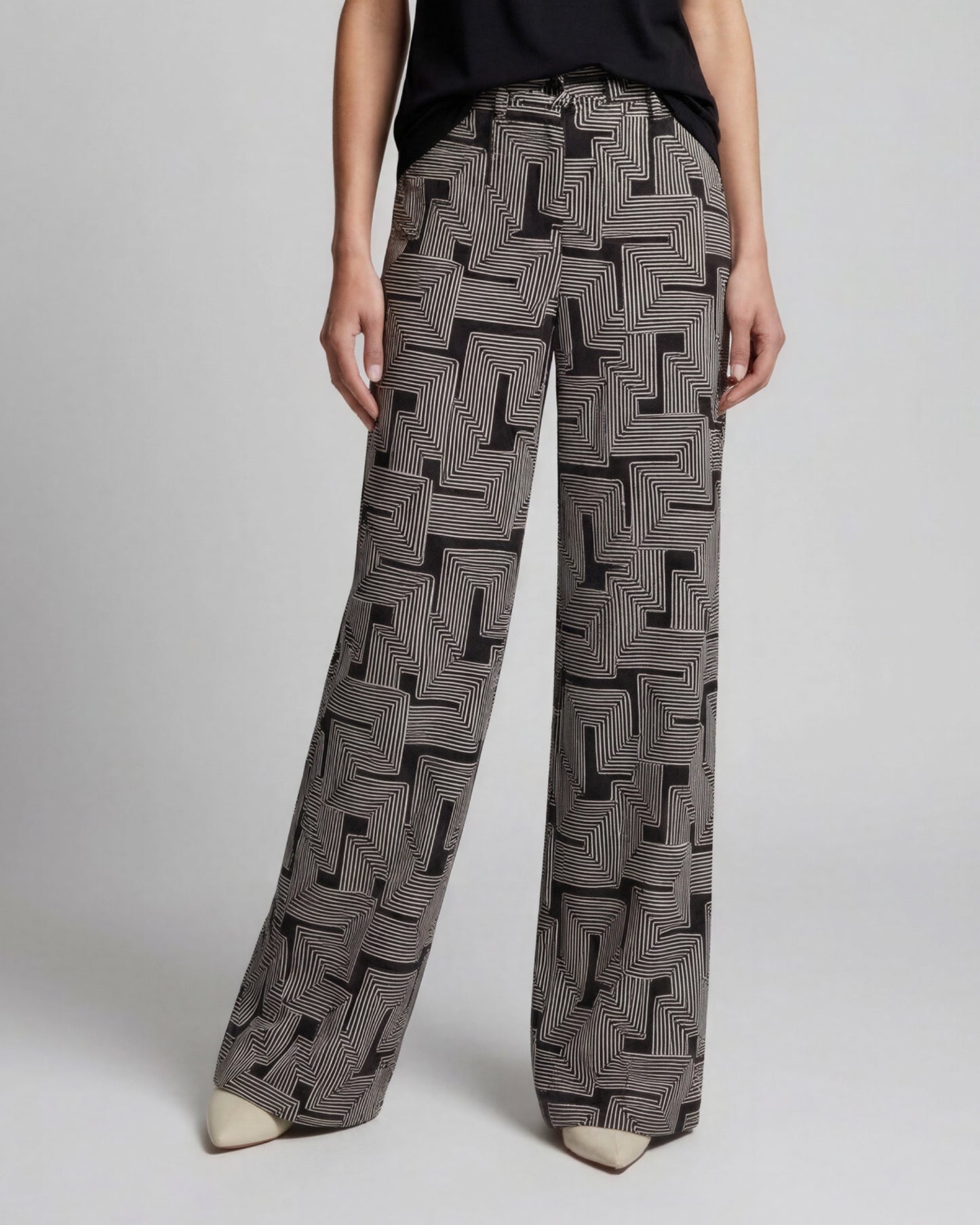 DEANNA INTER TWINE BLACK WOMENS WIDE-LEG PANT