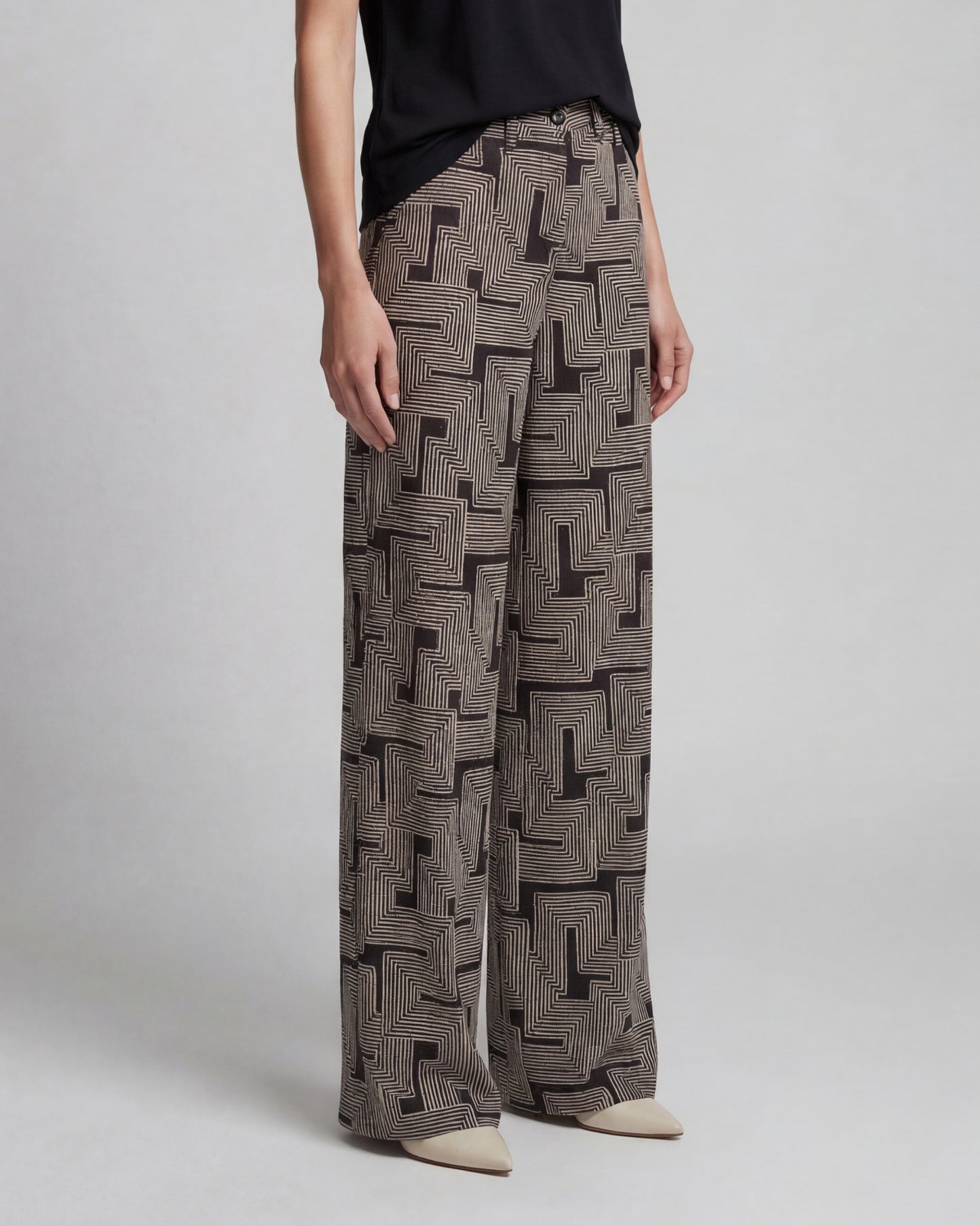 DEANNA INTER TWINE BLACK WOMENS WIDE-LEG PANT