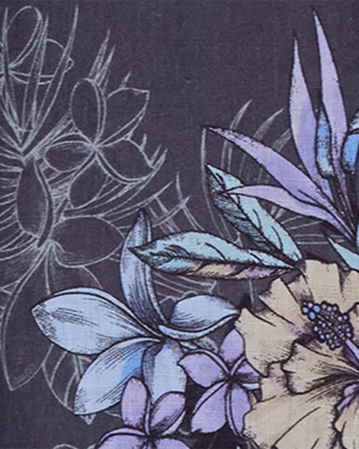 LARA EXOTIC FLORAL BLACK WOMENS LINEN PRINTED SHIRT