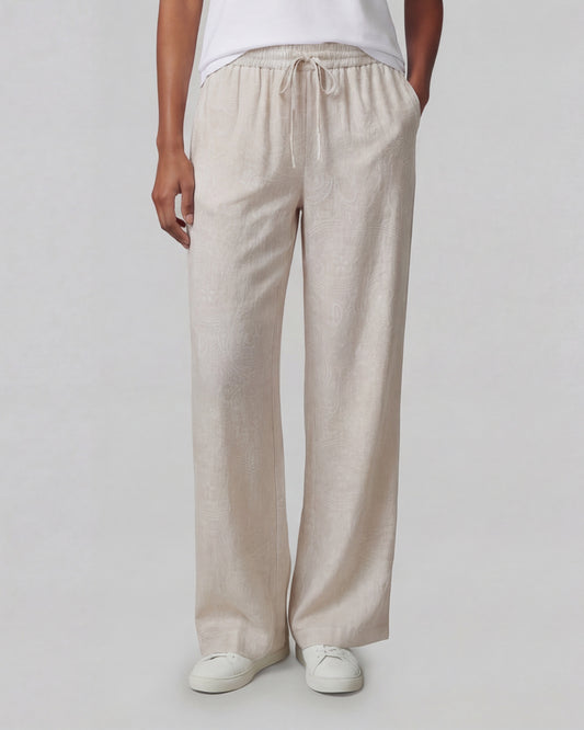 LILLIAN PAISLEY EXPLOSION IVORY WOMENS WIDE-LEG PANT