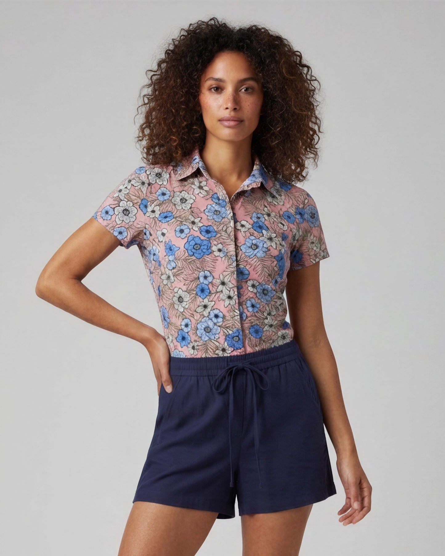 SHELLEY TROPICAL MIX CORAL WOMENS PRINTED SHIRT