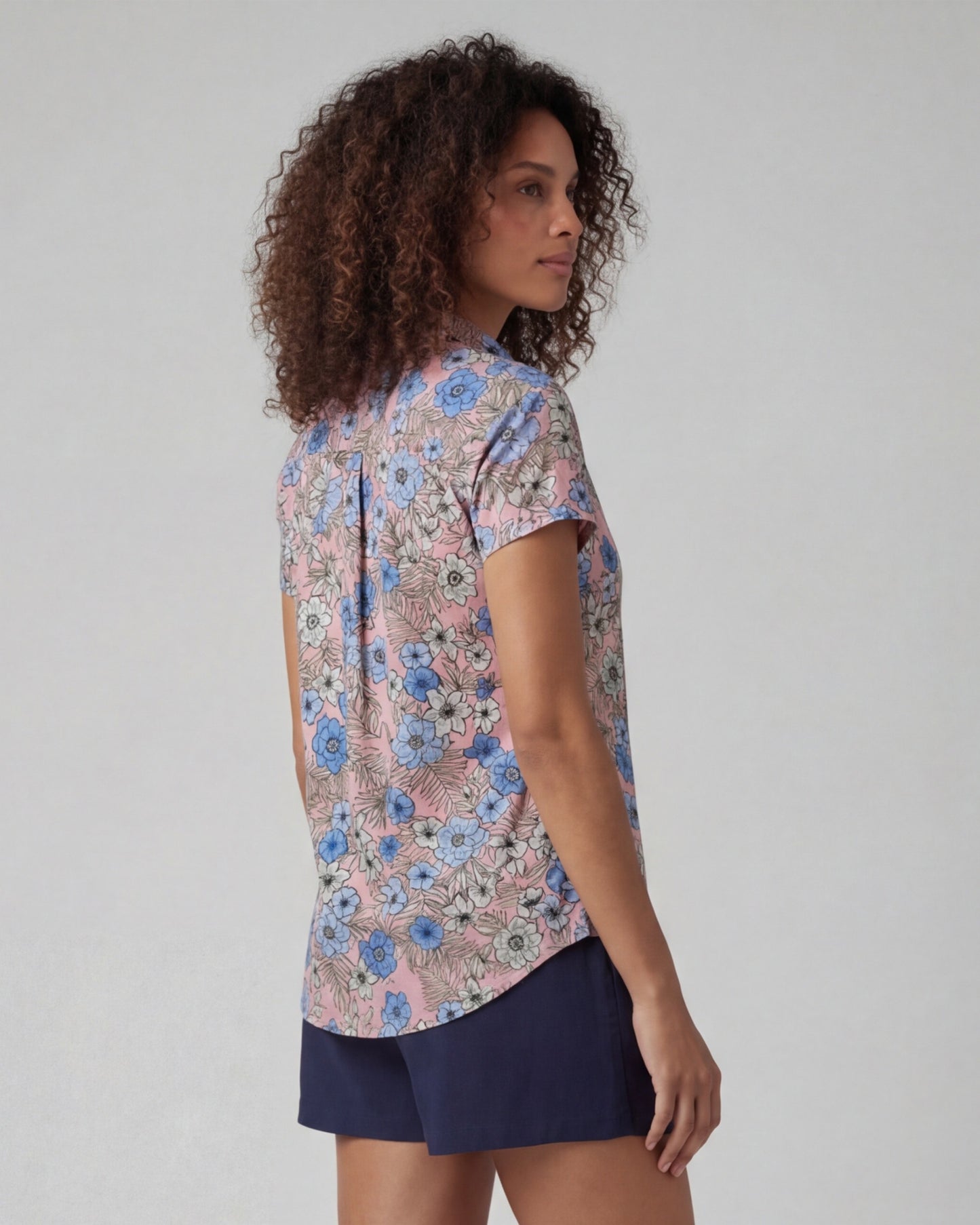 SHELLEY TROPICAL MIX CORAL WOMENS PRINTED SHIRT