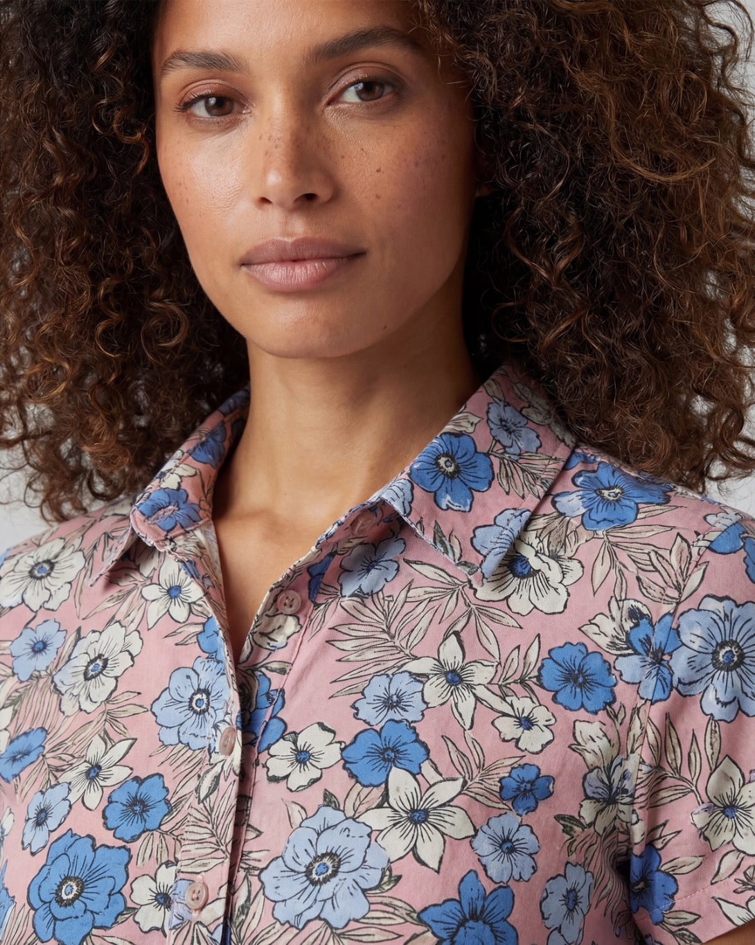 SHELLEY TROPICAL MIX CORAL WOMENS PRINTED SHIRT