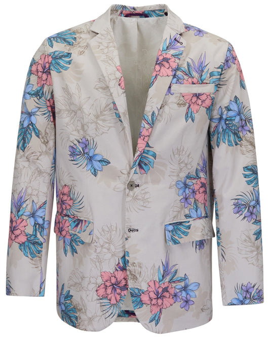 HADRIAN EXOTIC FLORAL NEUTRAL MENS TAILORED BLAZER
