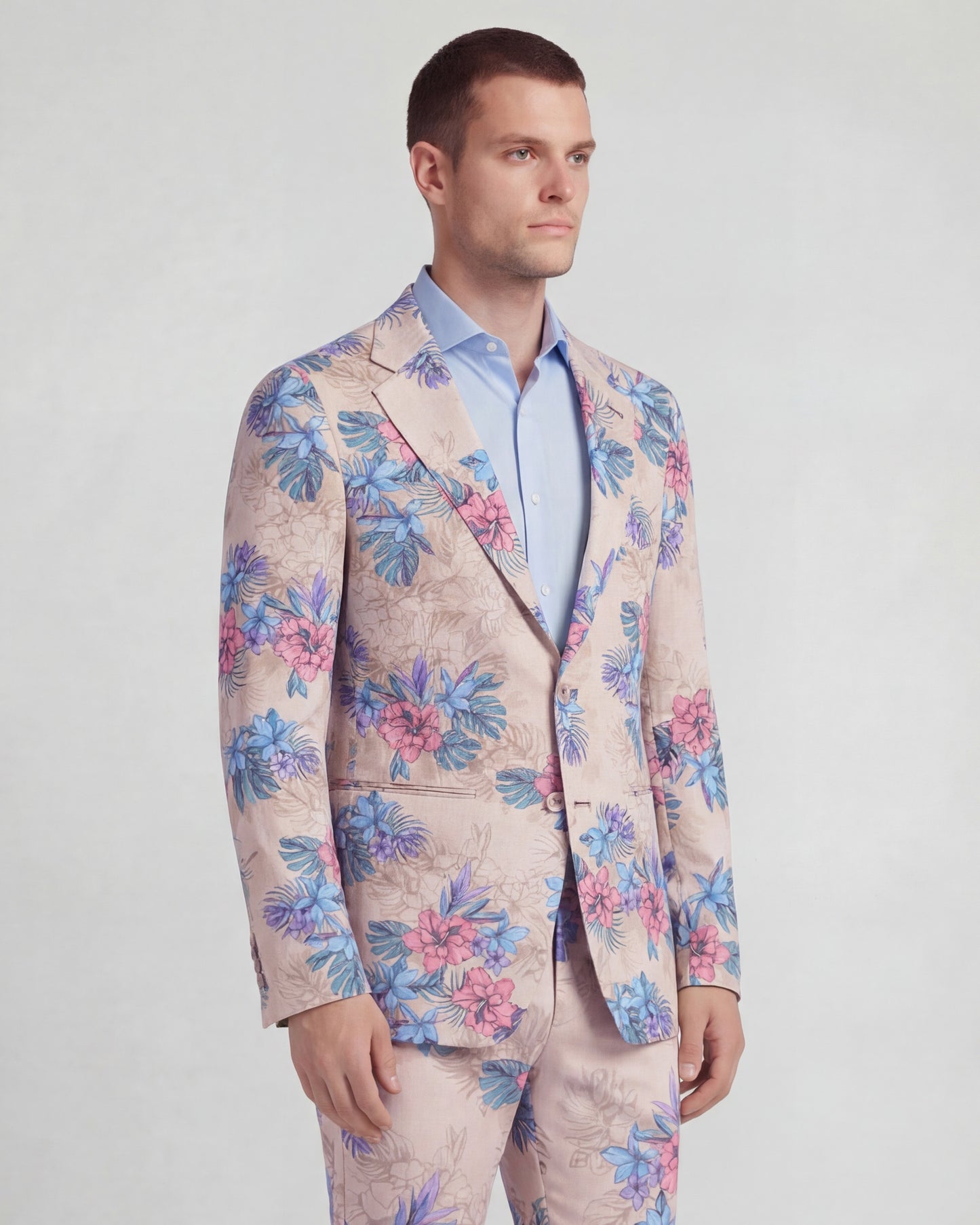 HADRIAN EXOTIC FLORAL NEUTRAL MENS TAILORED BLAZER