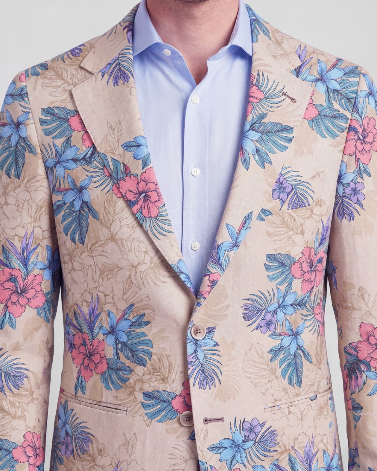 HADRIAN EXOTIC FLORAL NEUTRAL MENS TAILORED BLAZER