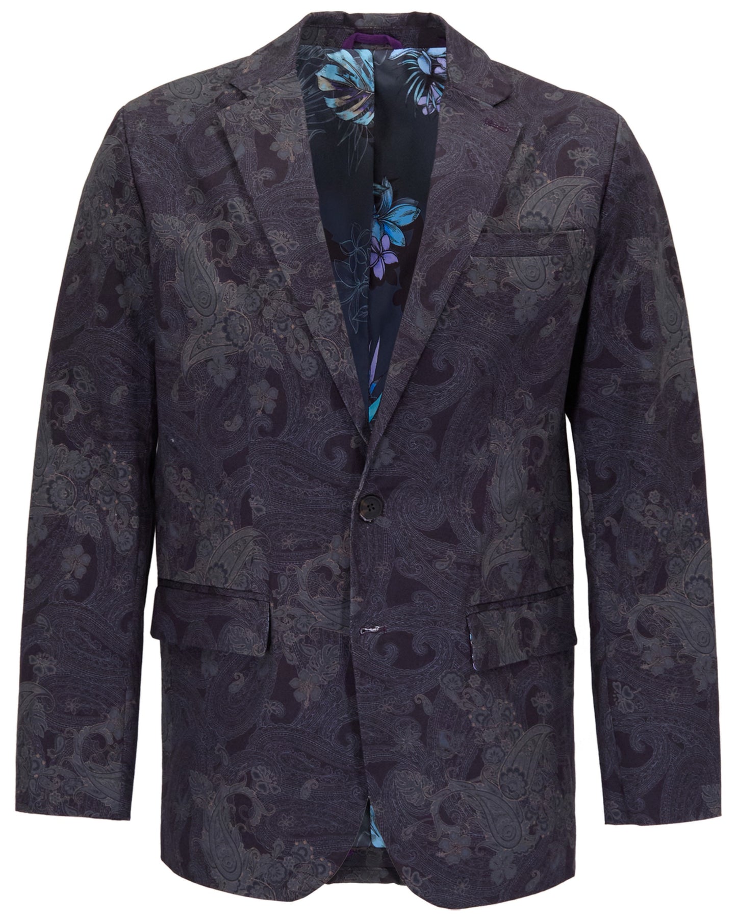 HADRIAN PAISLEY EXPLOSION BLACK MENS TAILORED BLAZER