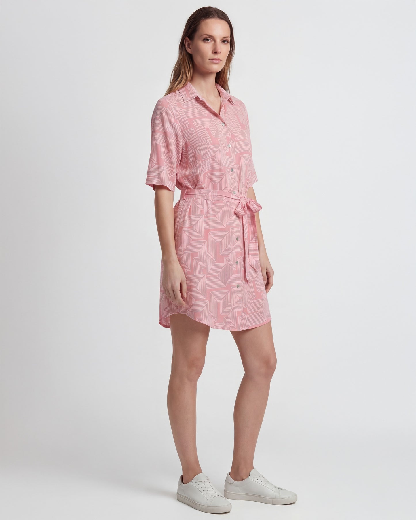 SERENA INTER TWINE CORAL WOMENS WRAP SHIRT DRESS