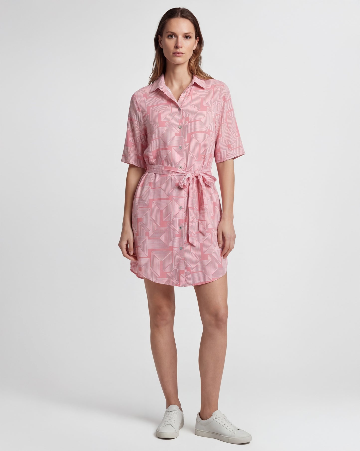 SERENA INTER TWINE CORAL WOMENS WRAP SHIRT DRESS