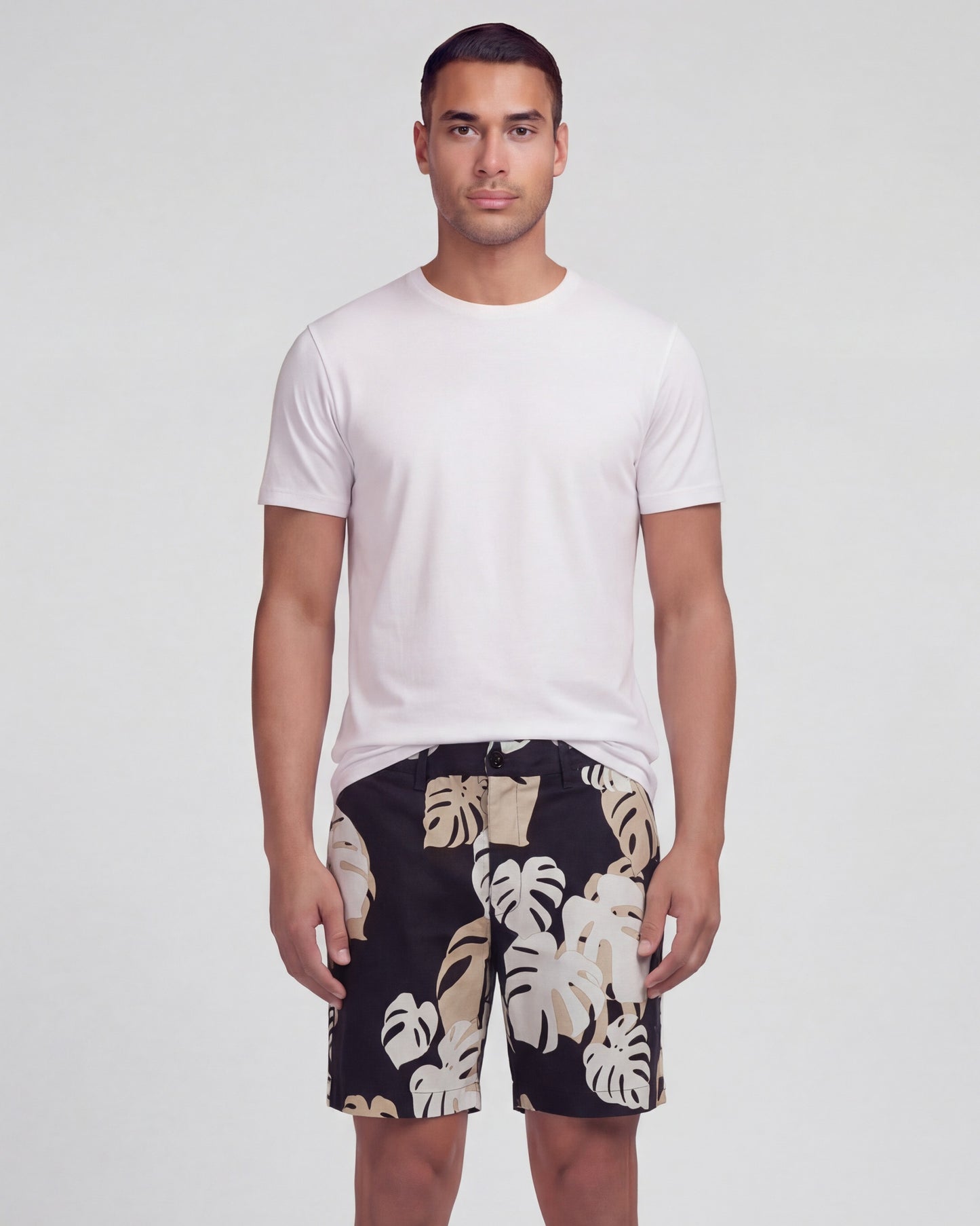 EDWARD MONSTERA FLORAL SMOKE MENS FLAT FRONT SHORT