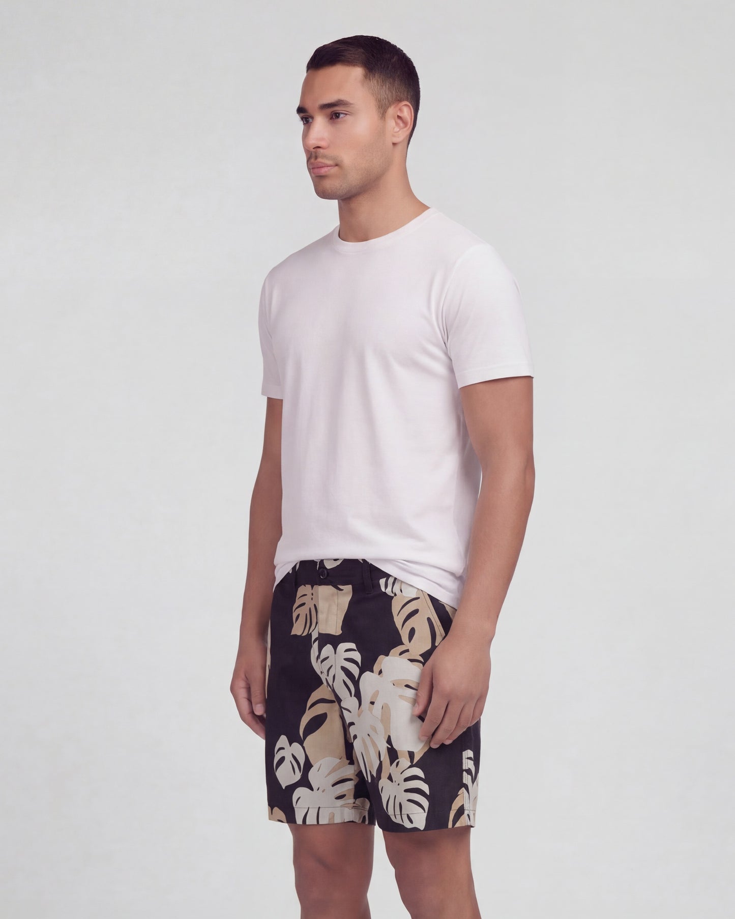 EDWARD MONSTERA FLORAL SMOKE MENS FLAT FRONT SHORT