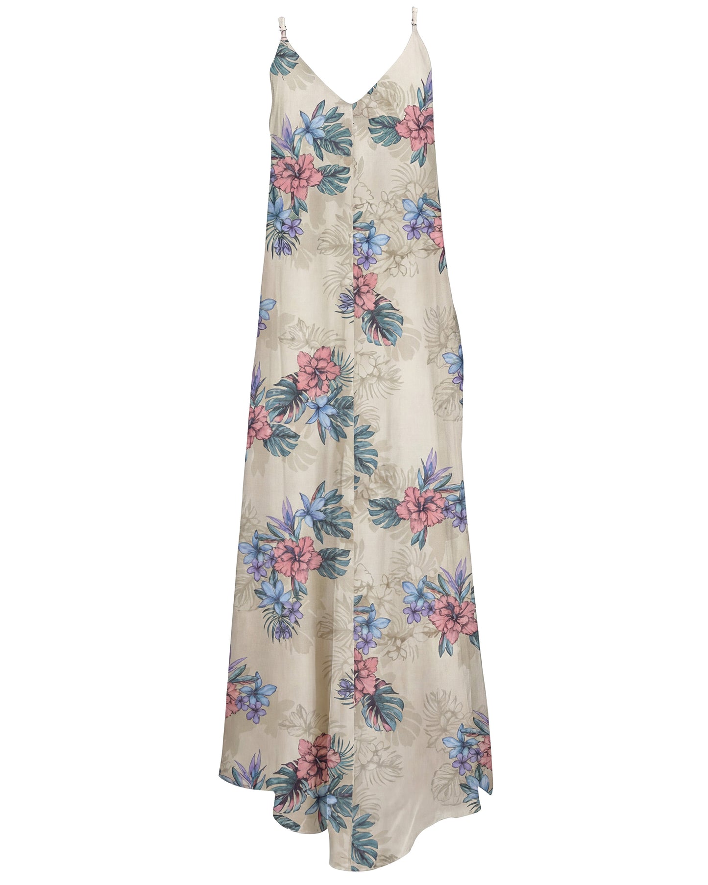 DORA EXOTIC FLORAL NATURAL WOMENS LINEN OVERSIZED DRESS