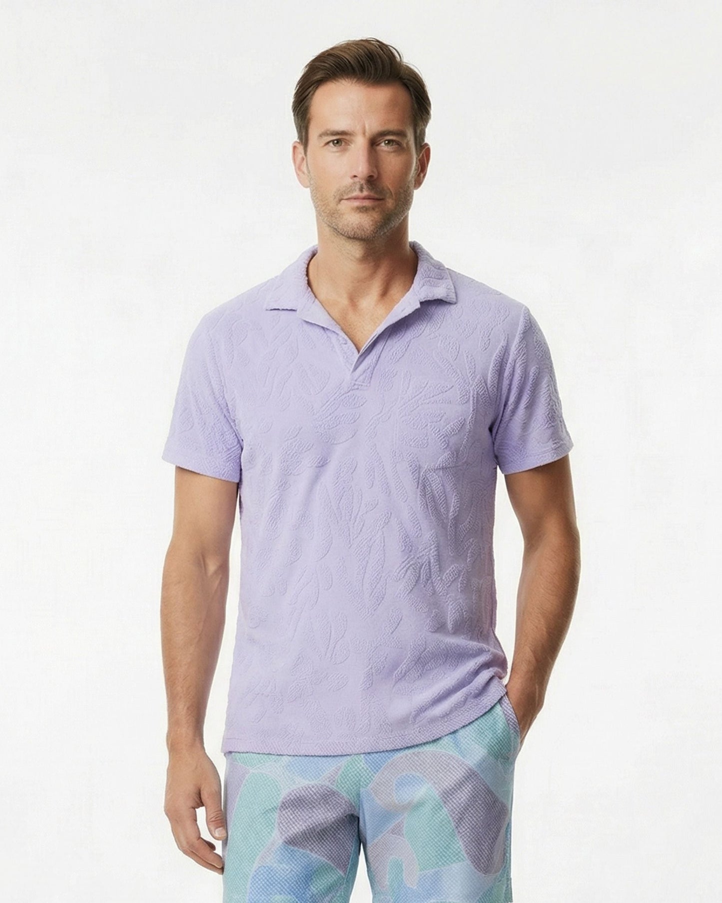 JOHNNY CORAL TOWEL POLO SHIRT IN LAVENDER