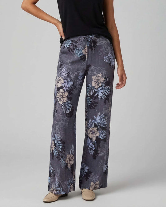 LILLIAN EXOTIC FLORAL BLACK WOMENS WIDE-LEG PANT