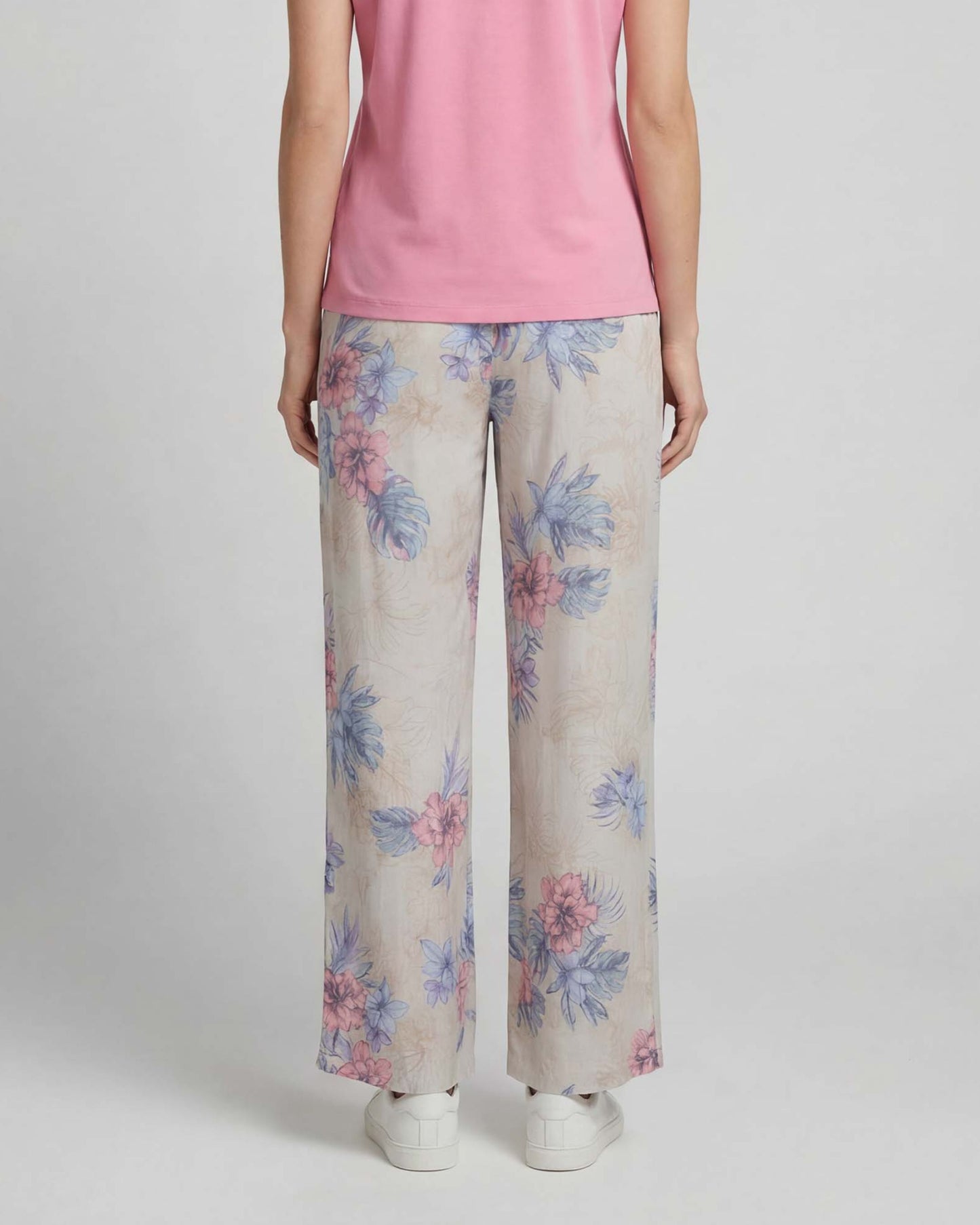 LILLIAN EXOTIC FLORAL NATURAL WOMENS WIDE-LEG PANT