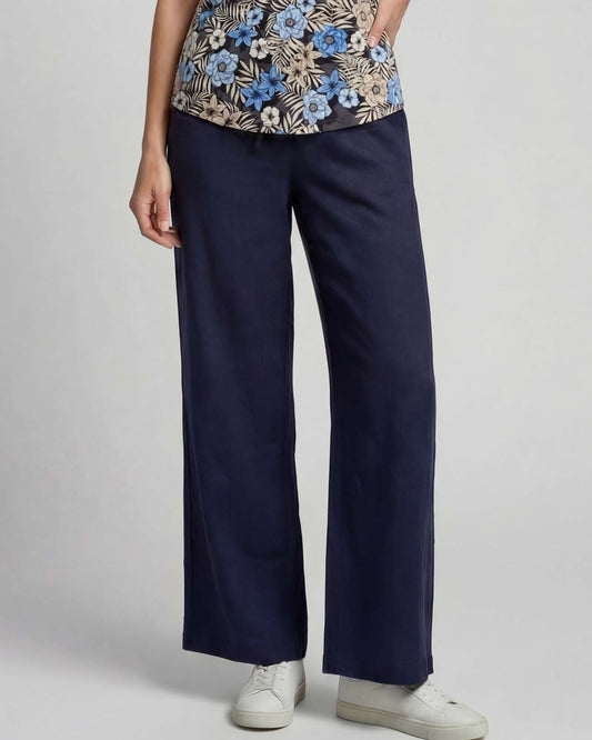 LILLIAN NAVY WOMENS WIDE-LEG PANT
