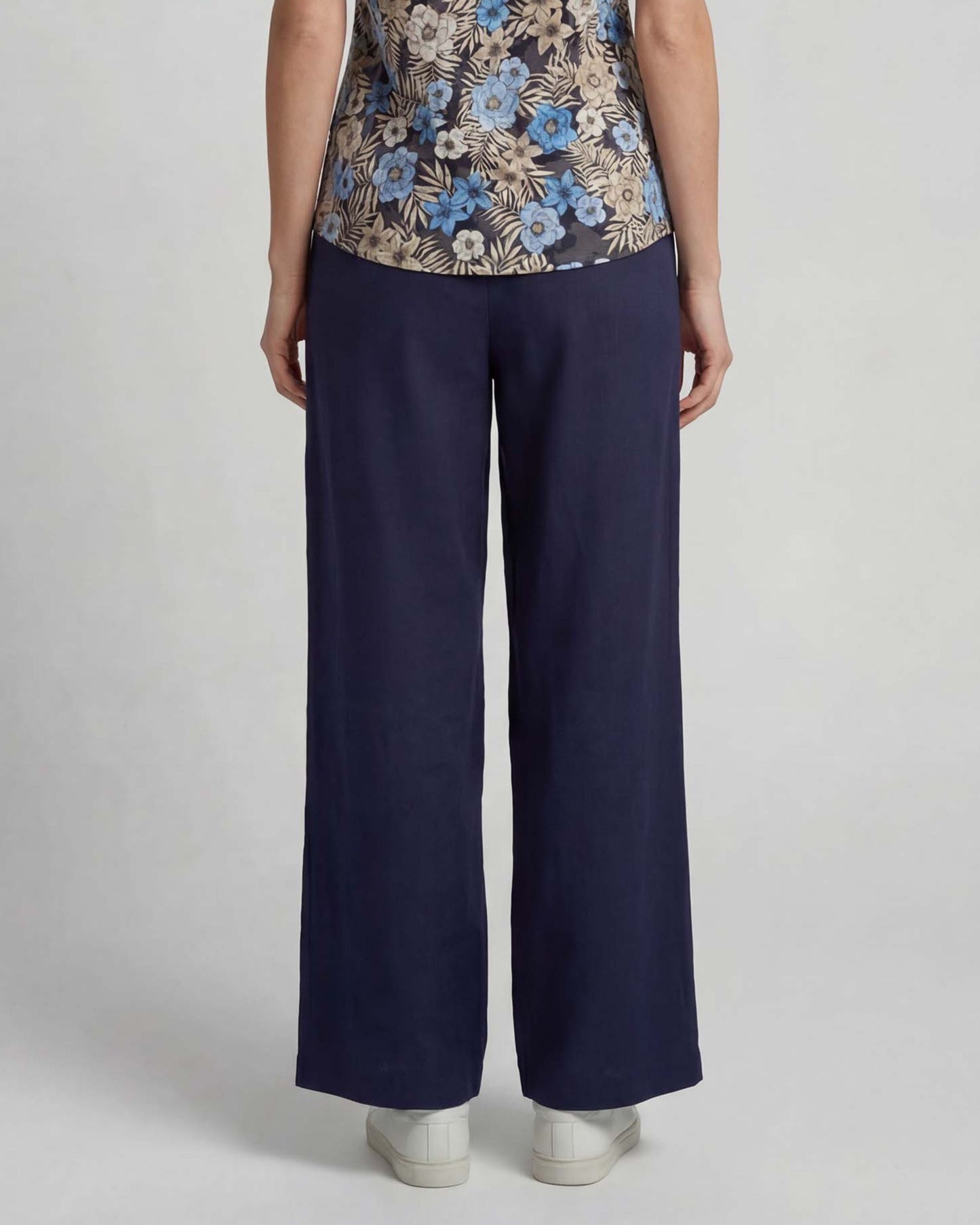 LILLIAN NAVY WOMENS WIDE-LEG PANT