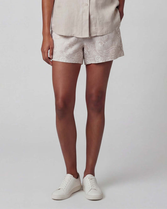 LEANNE PAISLEY EXPLOSION IVORY WOMENS DRAWSTRING SHORT