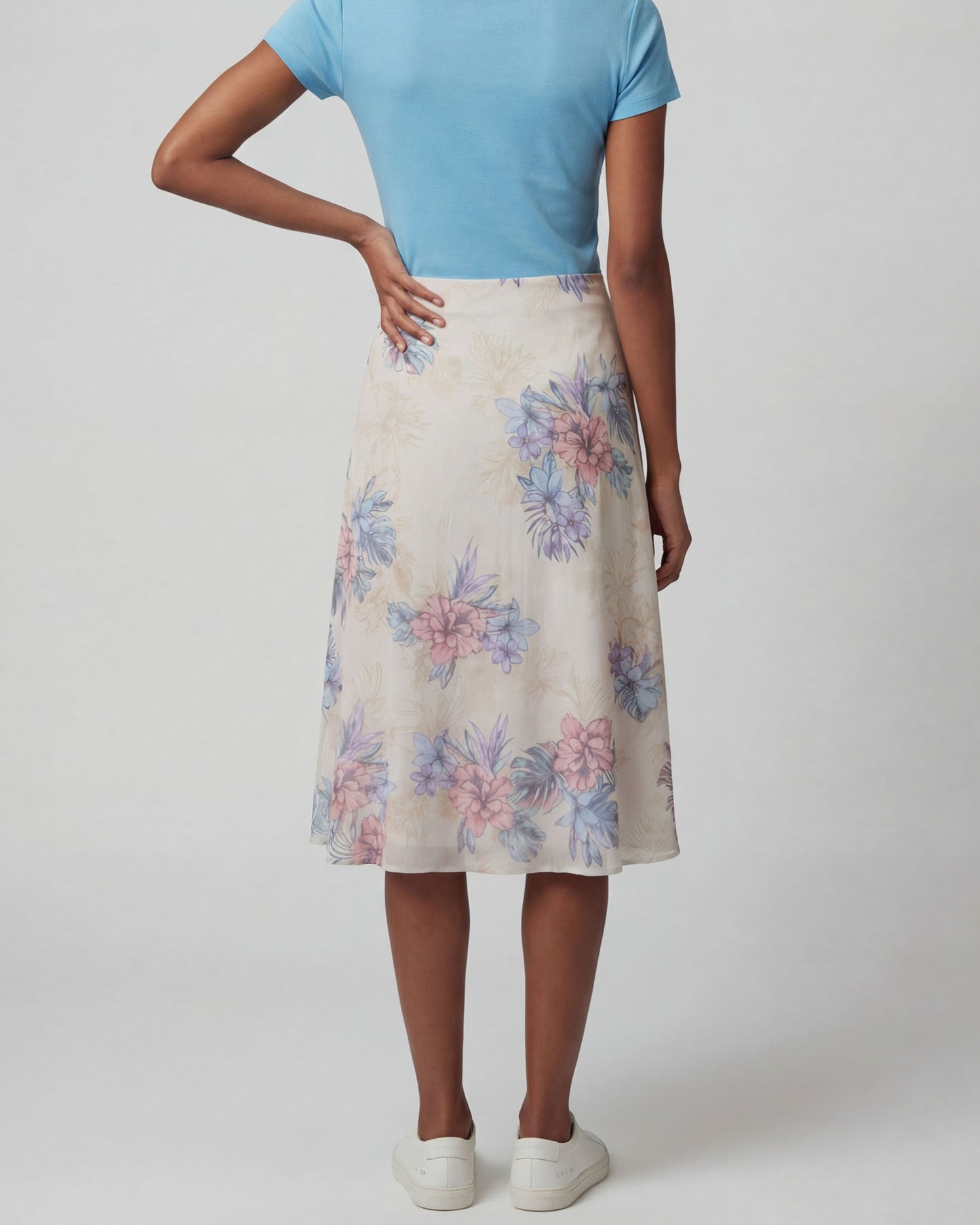 MARNI EXOTIC FLORAL NATURAL WOMENS MIDI SKIRT